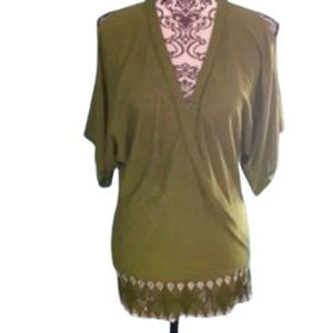 Bebe Jewel Sexy Cold Shoulder Blouse Top